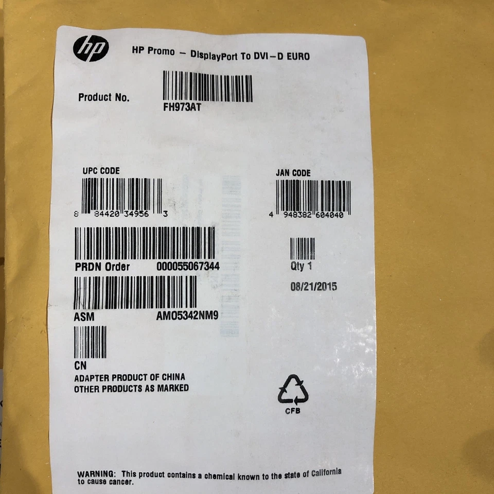 LOT OF 90! NEW SEALED HP 752660-001 753744-001 DISPLAY PORT TO DVI ADAPTER CABLE - Image 2 of 4