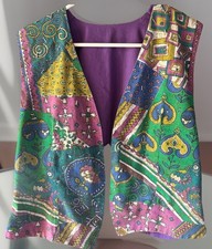 Vintage 80s 90s Suit Vest XLarge Unisex Mardi Gra Colors Purple New Orleans