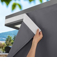 2 Panels Outdoor Curtains for Patio, Adhesive Strip Top No Rods Needed, Back ...