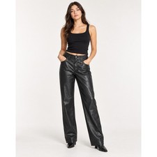 Old Navy Womens Black High Rise OG Loose Faux Leather Pants Size 4 Wide Leg