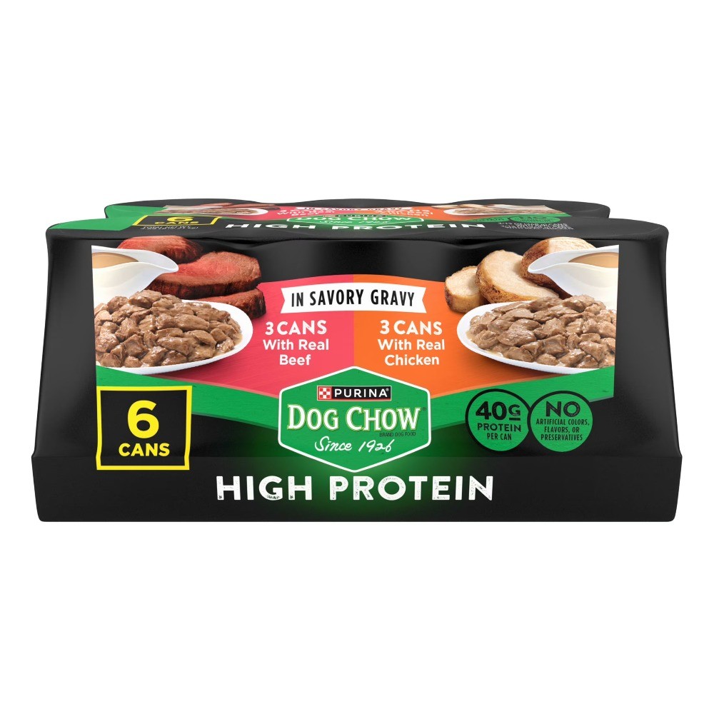 Purina Dog Chow Wet Dog Food, Beef & Chicken Juicy Flavor, 1