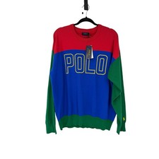 Polo Ralph Lauren Mens XL Crewneck Color-block Embroidered Knit Sweater NWT 138