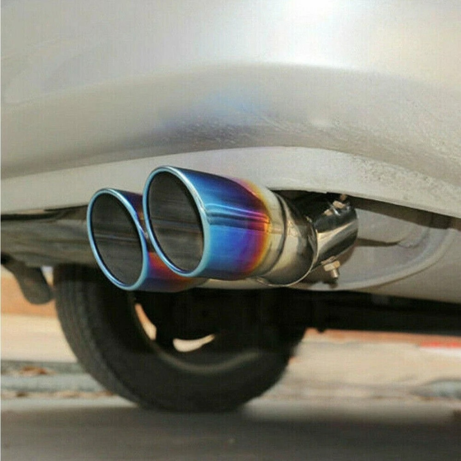 Ombre Blue Car Rear Exhaust Pipe Tail Muffler Tip Auto Accessories Replace Kit