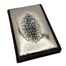 Vintage Italian Sterling Silver 925 Repousse Floral Address Book Burgundy 5x3.5