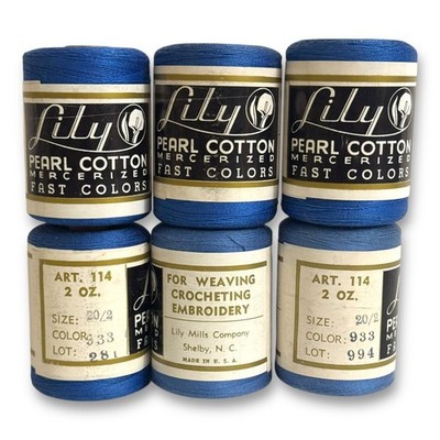 Lot of 6 Lily Pearl Cotton Mercerized Embroidery Thread Size 20/2 Blue Color 933