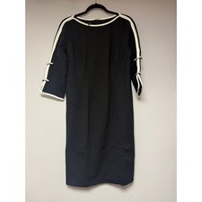 Talbots Black Cream Trim 3/4 Sleeve Sheath Dress Women Size 10