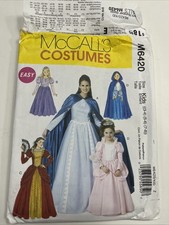 McCall's sewing pattern 6420 Girls PRINCESS DRESS CAPE COSTUME Sz 3-8 Uncut