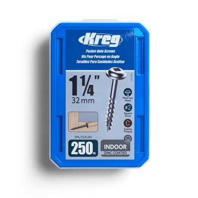 Kreg Zinc Pocket-Hole Screws - SML-C125-250 - 1.25 inches, bronze-colored