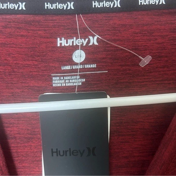 Hurley NUEVO Hombre Rojo Profundo Absorbe Humedad Activo Manga Larga Top Talla Grande Foto 2 de 4