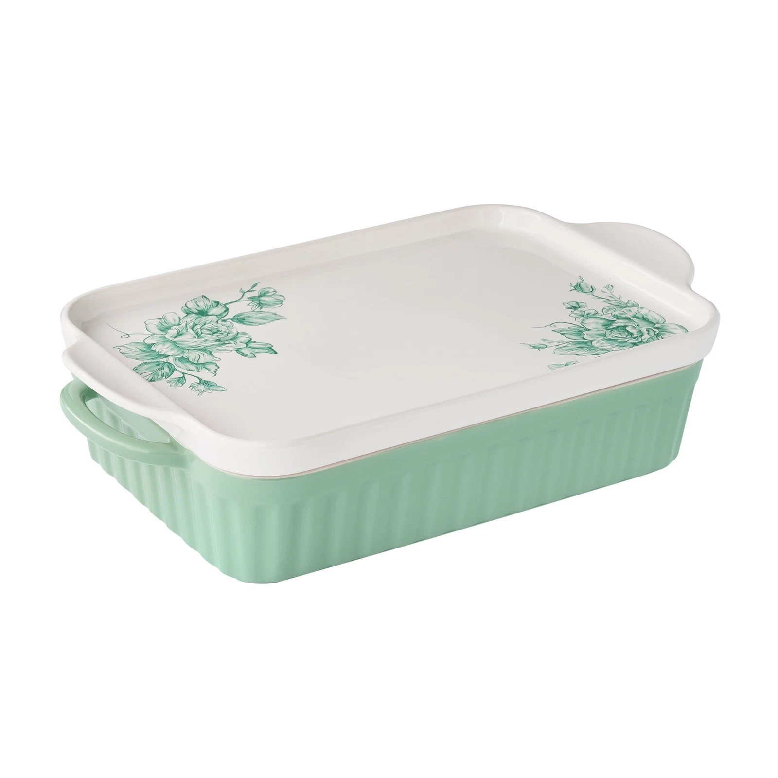 Rectangular Baker with Platter Lid 9" x 13" Durable Construction Charming New