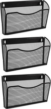 3 Single Pocket Mesh Hanging File Organizer, Vertical Wall Mounted