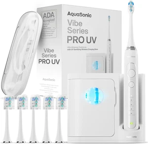 Aquasonic Vibe Series PRO – Ultra-Whitening Electric Toothbrush – 5 Modes & Smar