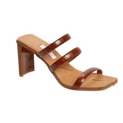 MIISTA Joanne Croc Embossed Leather Strappy Heels Sandals SZ 37