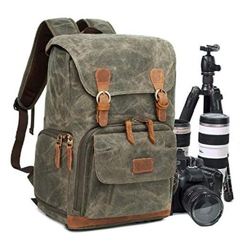 Camera Backpack, DSLR SLR Waterproof Canvas Camera Bags Rucksack 15.6 ...