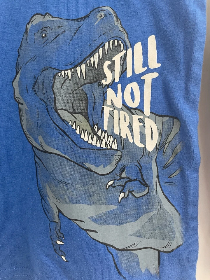 Top PJ Carter's Niños No Cansado Dinosaurio Gráfico 100% Algodón Manga Larga Azul Foto 3 de 4