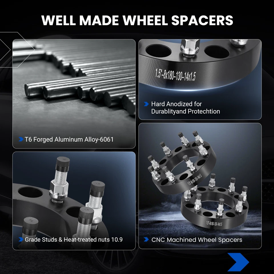4PCS 1.5" 8x180 Wheel Spacers For GMC Sierra Chevy Silverado 2500 HD 3500 HD Foto 4 de 4