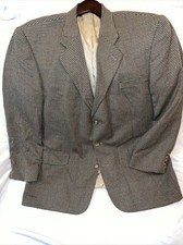 Stafford Options Brown Tweed Herringbone Sport Coat Mens 48R Wool Blend 3 Button