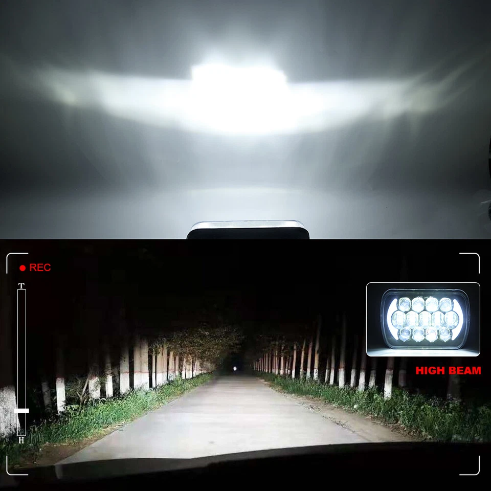 Faro LED 5x7 7x6 haz alto bajo DRL para Ford E150 E250/350 Econoline Club Wagon Foto 3 de 4