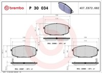 Brembo P 30 034X Bremsbelagsatz, Scheibenbremse FüR Hyundai KIA