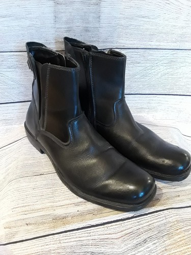 A. Cellini Mens Boots Black Leather Slip On Zip Up ankle biker shoes Size 9  | eBay