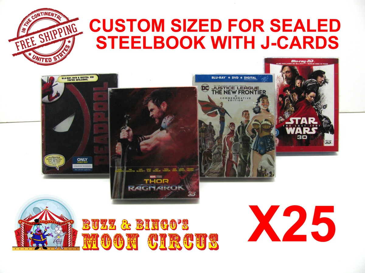 25x BLU-RAY STEELBOOK WITH J-CARDS (SIZE BR5) - CLEAR