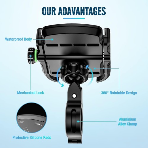 Porta Cellulare Bici, Supporto Telefono Per Moto Universale Anti-Shake, Supporto - Foto 2 di 8
