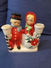 UCAGCO Christmas Snowman Mr Mrs Planter & Candle Holder Japan 6”