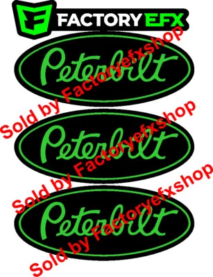 FACTORY EFX 3 Custom Peterbilt Grille Hood Decal Emblems Truck Black & Green 359 378 379 353