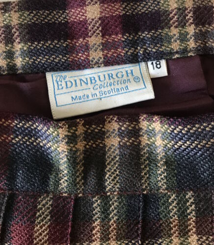 Edinburgh Vintage Tartan 100% wool pleated skirt UK 16/18 Plaid accordion Midi - Picture 4 of 5