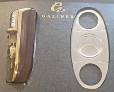 Galiner Metal Butane Cigar Lighter/Punch Cutter Combo and Stainless Steel Cutter