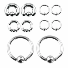 Captive Ring Made of Surgical Steel Multiple 20g-0g Set Of 2