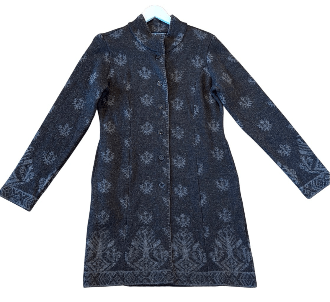 Peruvian Connection Alpaca Wool Blend patterned sweater jacket small