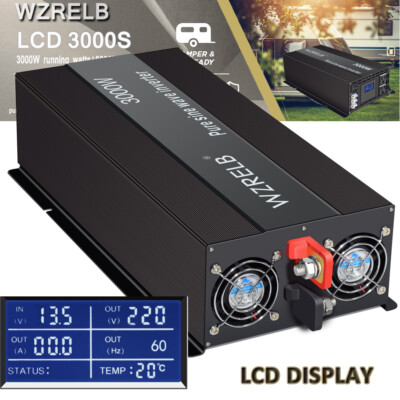 3000W Pure Sine Wave Inverter  12v 24v 36v 48V to 110V 120V Power Home Car Solar