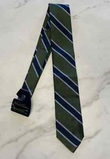 Brooks Brothers Olive With Navy Stripes Tie 100 Silk Men's Necktie 58''