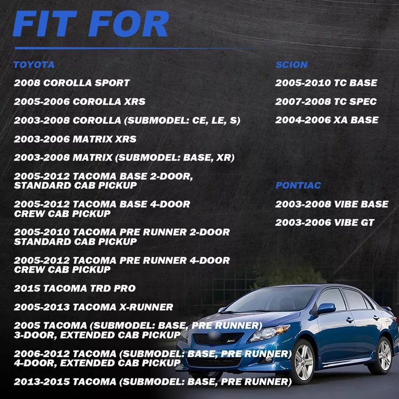 Juego de 4 manijas interiores interiores gris oscuro para Toyota Corolla 03-08 Foto 4 de 4