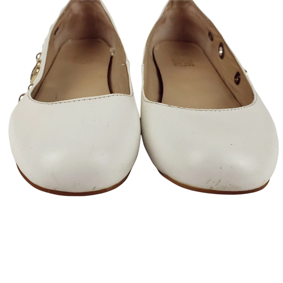 LOVE Moschino Plata Corazón Tachonado Blanco Planos Talla EU 36 US 6 Foto 3 de 4