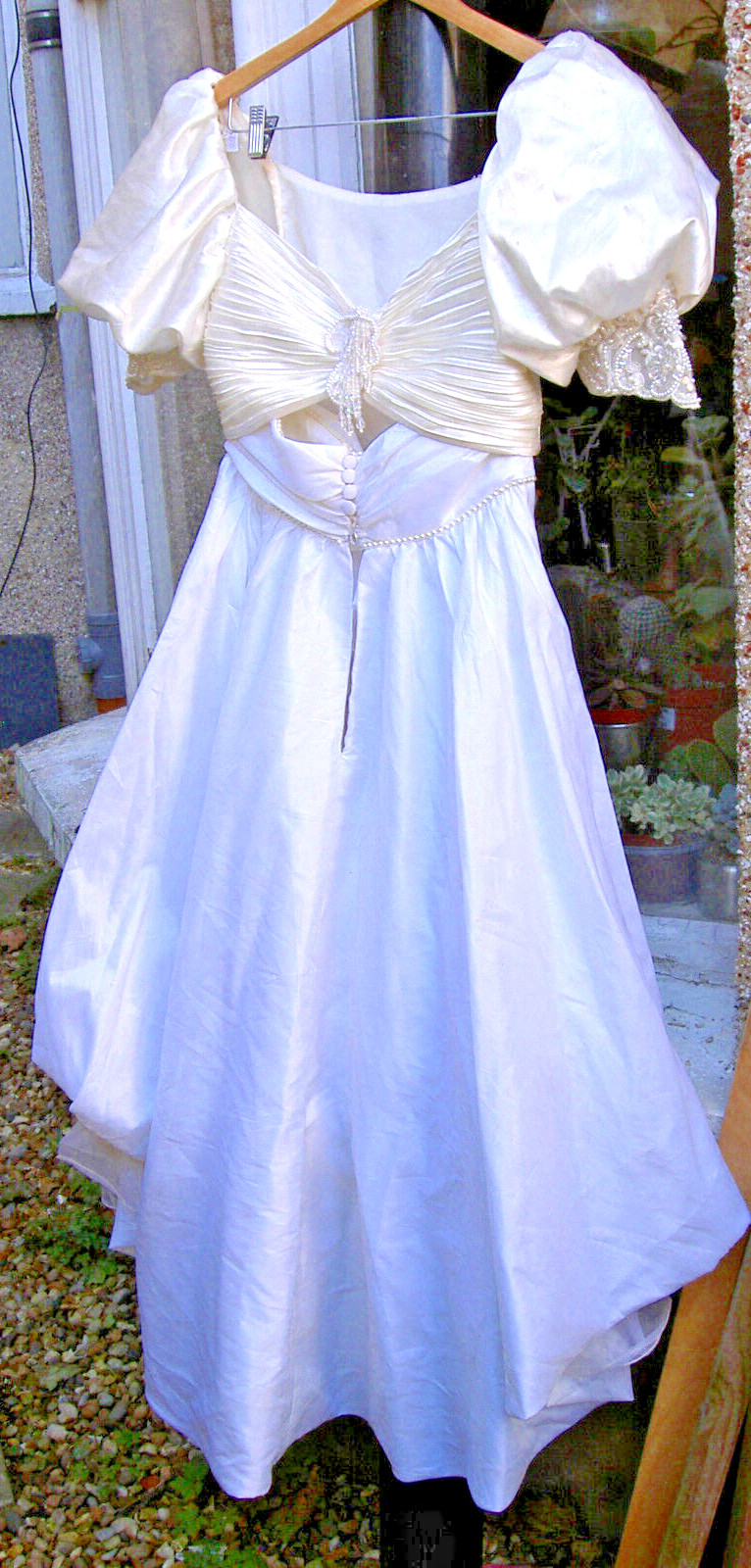 WHITE GOLD CREAM WEDDING ANGEL ANIME COSPLAY COSTUME DRESS FAIRY GODMOTHER SMALL