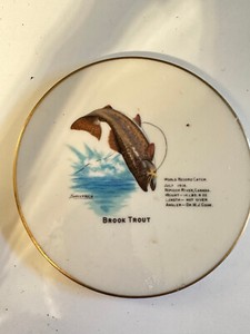 Vintage Tile Trivit 6 1/4" BROOK TROUT Sintzenich Signed
