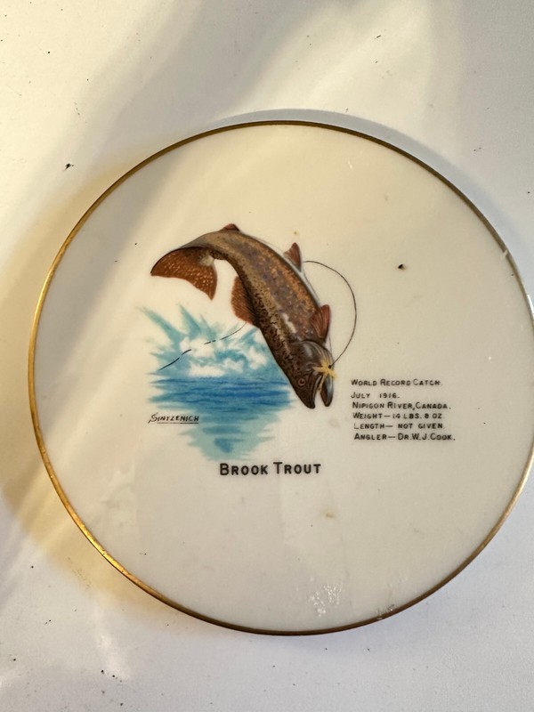 Vintage Tile Trivit 6 1/4" BROOK TROUT Sintzenich Signed
