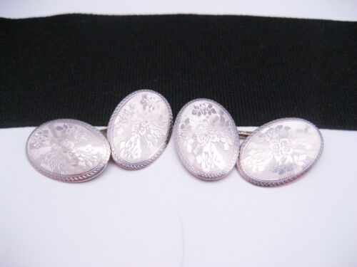 Antique Art Deco era 14k Yellow Gold & Platinum Cufflinks Guilloche Engraved - Picture 4 of 10