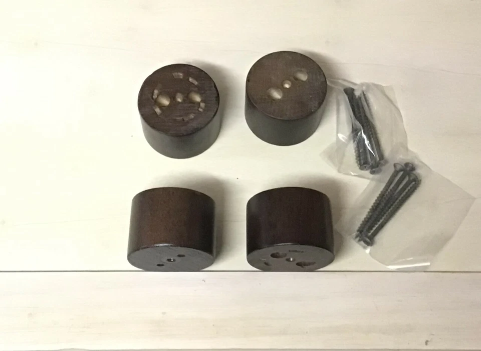 LS100 Muebles Pies Silla Otomana Gabinete Sofá Redondo Bollo Nogal 4 Patas 1.5" Foto 2 de 2