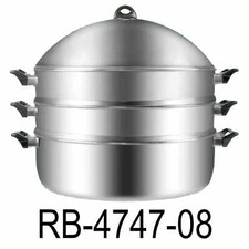 47cm Stainless Steel 3 Tier Layer Steamer With High Lid Dome