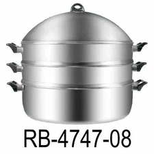 47cm Stainless Steel 3 Tier Layer Steamer With High Lid Dome