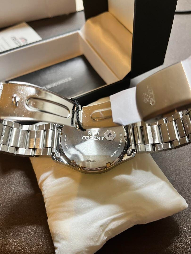 Brand new, unused ORIENT watch HAX-01, blue dial, silver strap 