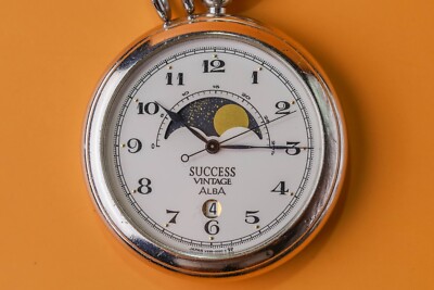 【極美】 SEIKO ALBA V338-6020 1988年 ムーンフェイズ Vintage Seiko Alba V338-0020 Moonphase Date 40mm Quartz Pocket