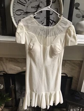 $850 NINA RICCI women's textured ivory mini dress with capped sleeve  38 / US 4
