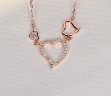 Round Cut Simulated Diamond Women's Stunning Heart Pendant 14K Rose Gold Plated