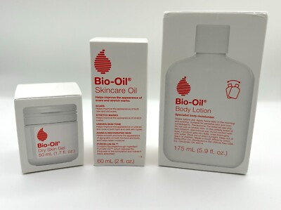 Bio Oil Skincare 3 Pc Travel Sz Gel Lotion Scar Stretch Mark Dry Skin Pregnancy