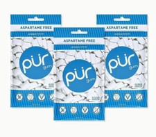 PUR Xylitol Chewing Gum PEPPERMINT 55 Pieces, 3 Pack Sugarless Vegan Pure