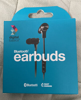 NIB Digital Basics Bluethooth earbuds Fast Charging Silver USB Charging Cable